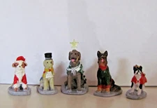 Lemax Plymouth Corners Figurines - Costumed Canines, Set Of 5 #32126