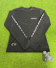 Chrome Hearts Mens S Black Long Sleeve Crew Neck Graphic Logo Pocket Tee Nwt Chrome Hearts Mens S Black Long Sleeve Crew Neck Graphic Logo Pocket Tee Nwt