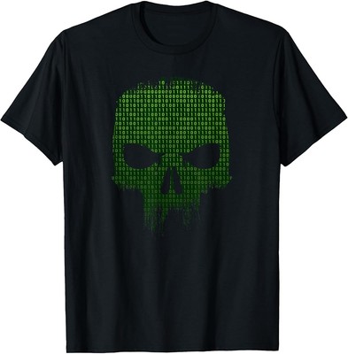 Binary Code Skull Computer Programmer Developer Tech Geek T-Shirt