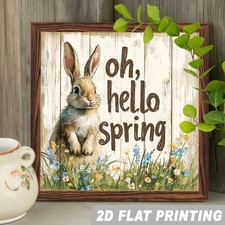 Charming Spring Easter Decor Wooden Plaque Oh Hello Spring Bunny Accent Sign