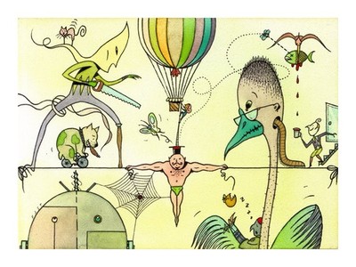 Giclée Fine Art Print Ltd Ed. Artist Proof 1/2 of Gouache Drawing ''The Circus''
