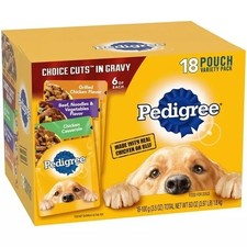 Pedigree Choice Cuts in Gravy Wet Dog Food 3.5 oz 18Ct Real Chicken Beef Mignon