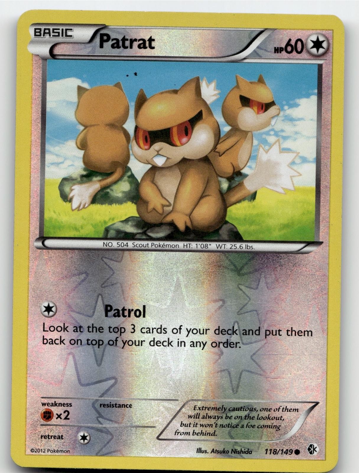 PATRAT 118/149 COMMON REVERSE HOLO BOUNDARIES CROSSED POKEMON LIGHTLY PLAYED