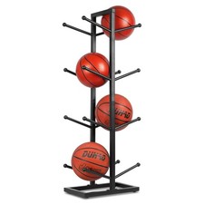 Large Capacity Basketball Organizer Sturdy Iron Ball Rack for Home Garage Bl...