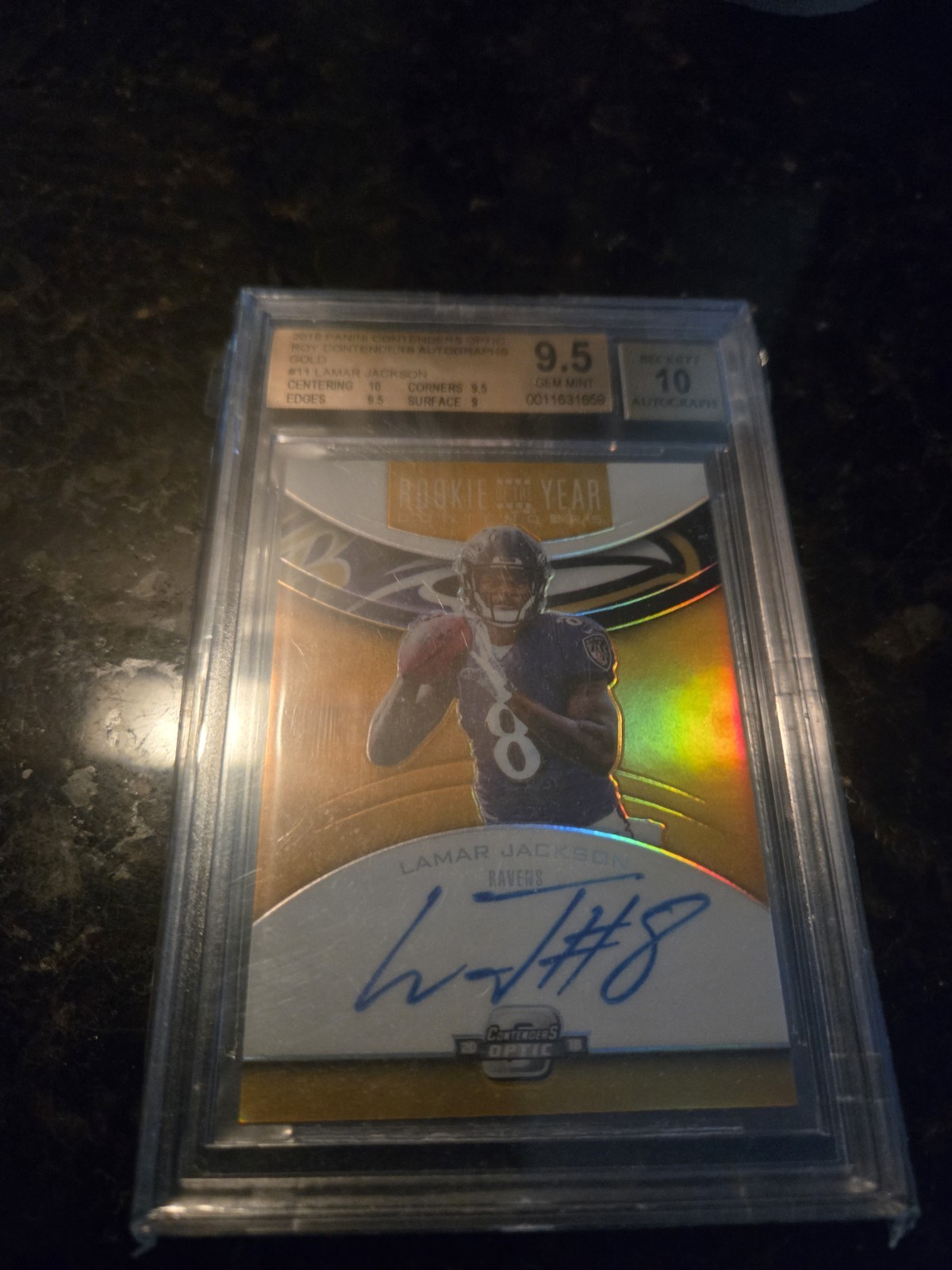 2018 Contenders Optic Lamar Jackson RC Auto GOLD #6/10 Rookie of Year BGS 9.5 10