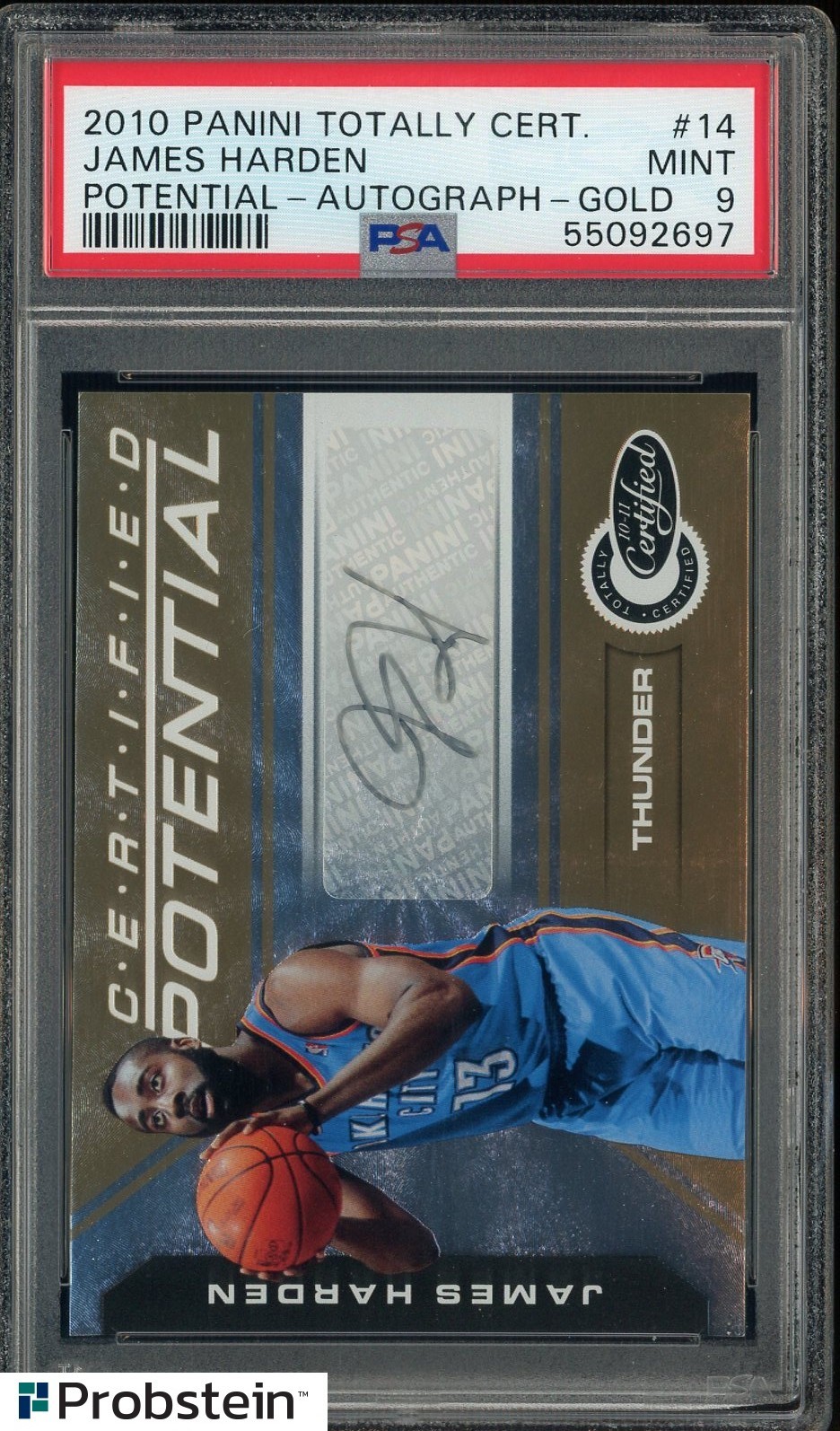 2010 Panini Totally Certified Potential Gold #14 James Harden AUTO 6/25 PSA 9