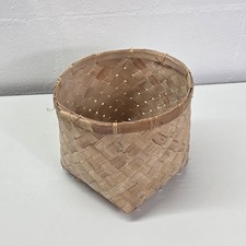 Vintage Handwoven Bamboo Basket Rustic Farmhouse Storage Decor