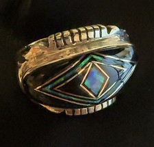 Black Onyx Inlay with Fire Opal and Sterling ...