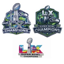 Super Bowl 60 Champs Patch Seattle Seahawks Iron on or sewn 3 PC 3