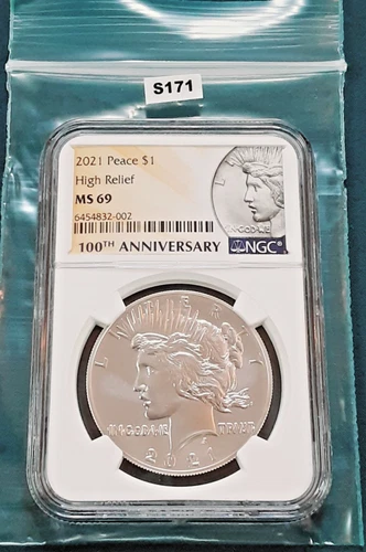 2021 Hi Relief Silver Peace Dollar! NGC MS69!    Nice coin!   S171