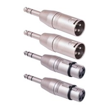 1/4" TRS to XLR Adapter 4 Pack, 2 Pack Male and Female 6.35mm, Silver