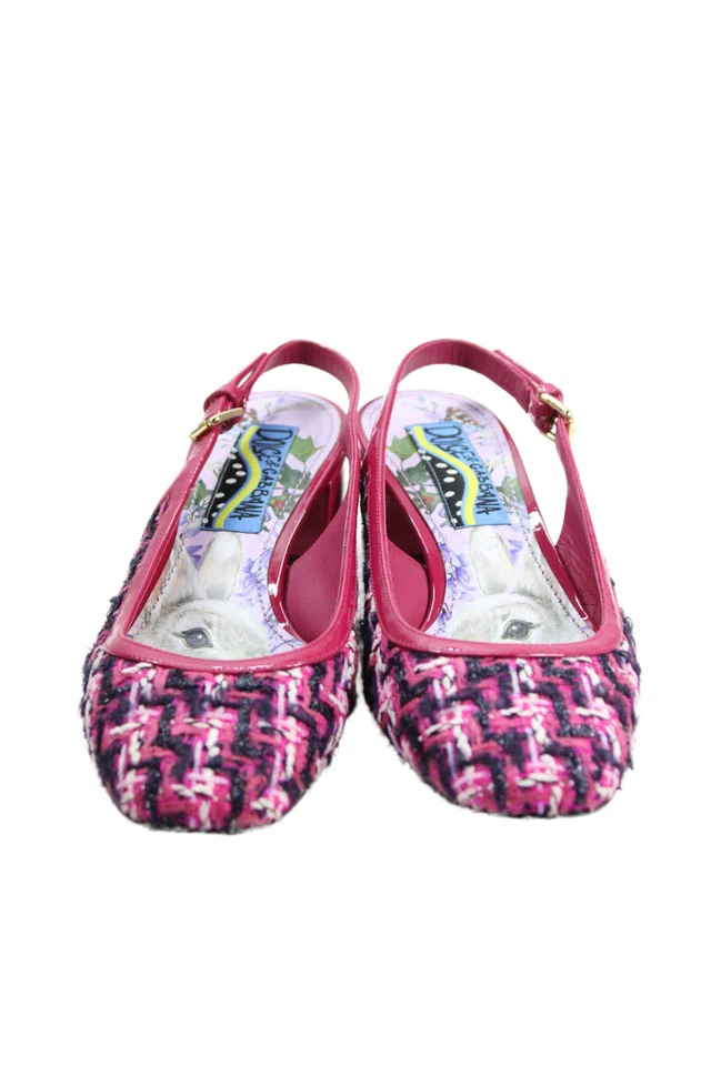 Zapatos de salón Dolce & Gabbana para mujer de tweed rosa azul marino talla 37 7 Foto 2 de 4