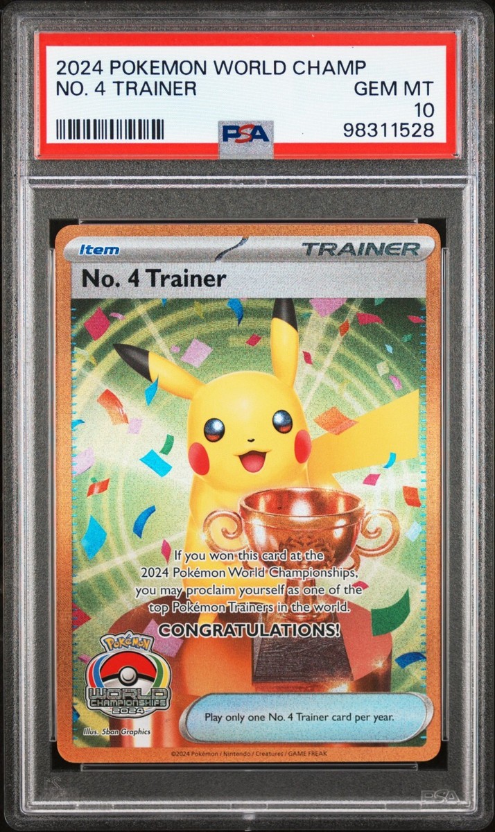 【PSA10】ピカチュウ pikachu world アメリカ PSA 10 2024 Pokemon World Championship Trophy Card No. 4