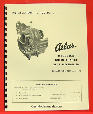 ATLAS/Craftsman 10'' Quick Change Gear Box Installation & Part Manual 0054