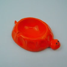Vtg. Turtle Ashtray -Orange Ceramic Mid Century California Pottery USA 6" X 4"