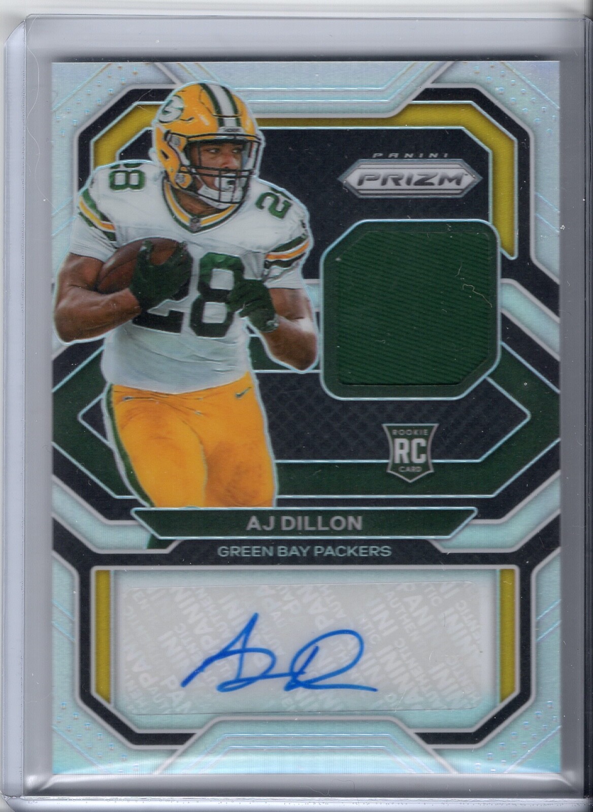 A.J. AJ Dillon 2020 Panini Prizm RPA RC Rookie Patch Auto /99 Silver #