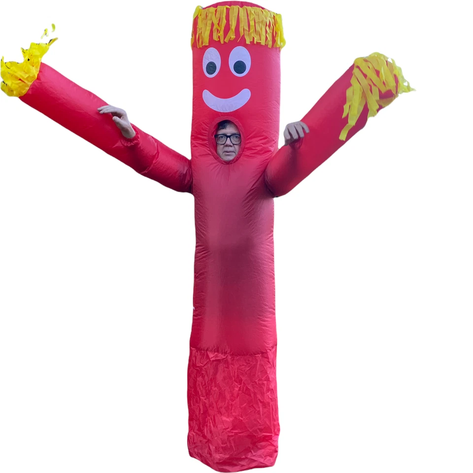 Disfraz inflable rojo brazo ondulado chico publicidad talla adulto ¡VER VIDEO! Foto 4 de 4