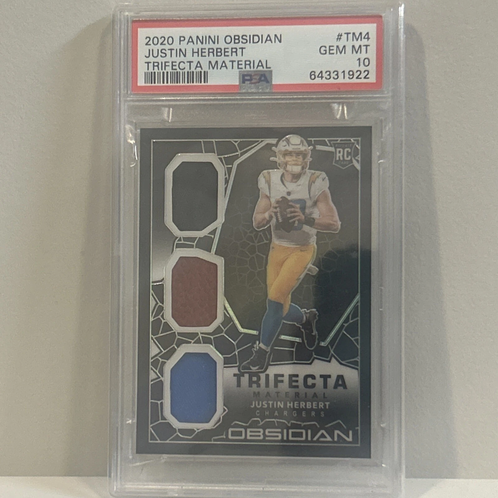 Justin Herbert Panini Obsidian Trifecta Material #TM4 Base