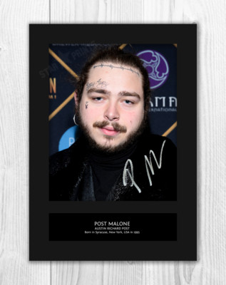 Post Malone (3) A4 signed mounted photograph picture poster. Choice of frame.