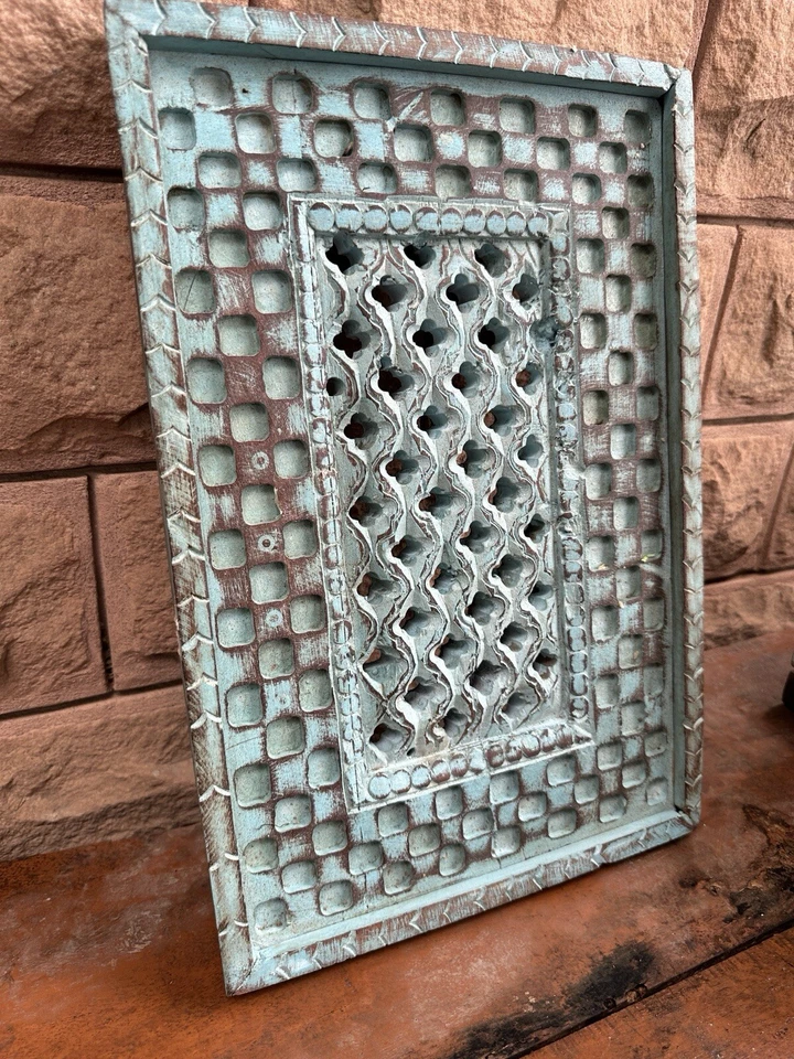 老式旧木制绿色绘画美丽贾利切割墙装饰框架墙艺术 — 第 2/4 张图片