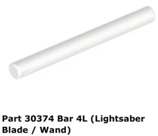 Lego 1x 30374 White Bar 4L (Lightsaber Blade / Wand) 7754