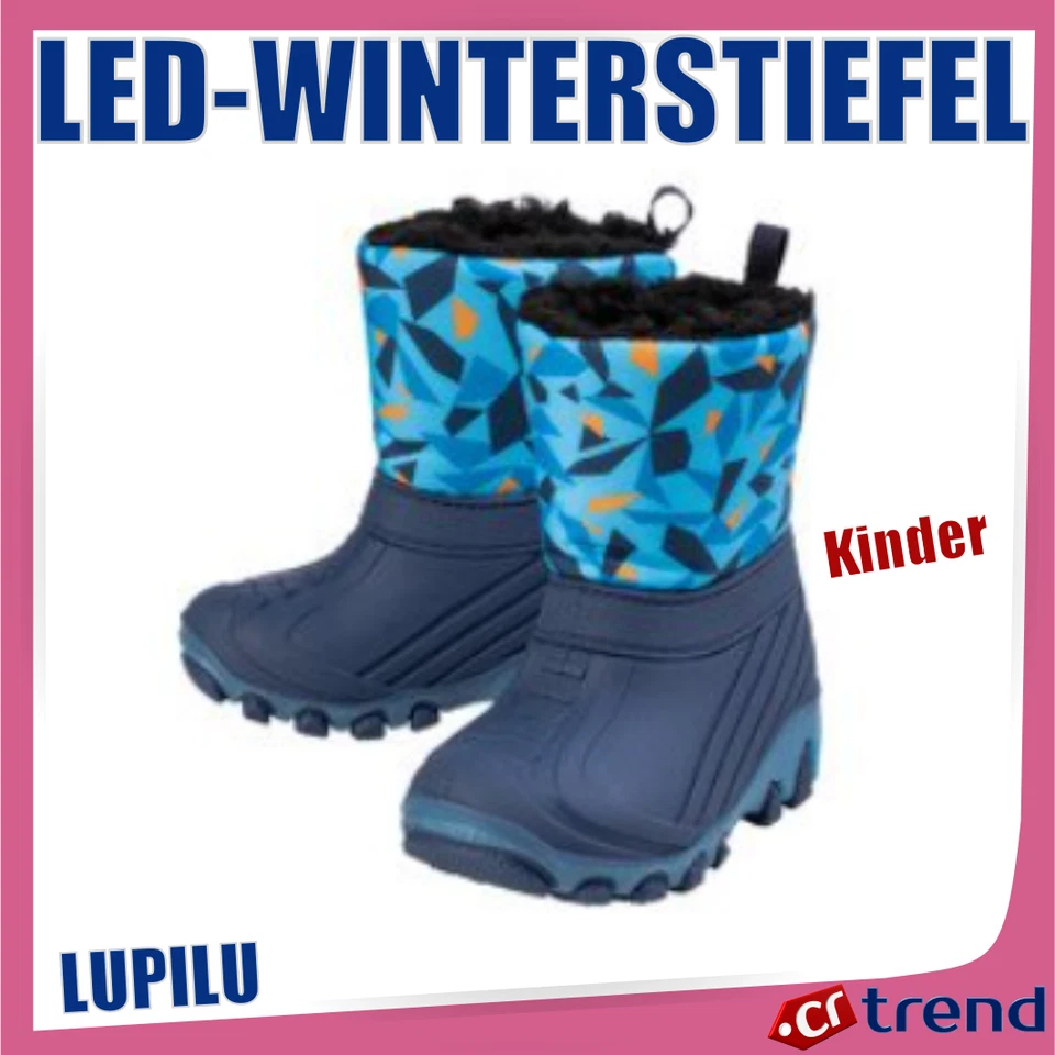 LUPILU® LUPILU Kinder LED-Winterstiefel mit Blinkeffekt Warm gefüttert Größe 27 Blau