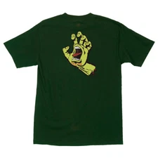 Santa Cruz SCREAMING HAND Skateboard T Shirt FOREST GREEN w/NEON Hand Logo