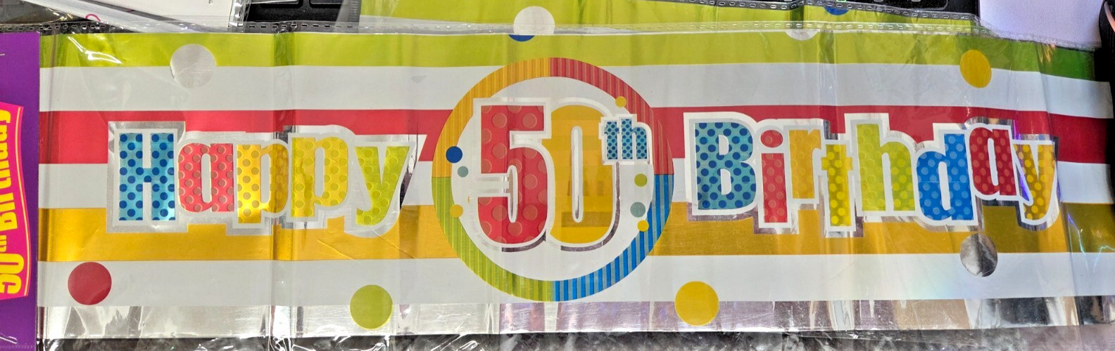 Age 50 Happy 50th Birthday Multicolours 2.6m foil Banner Party Decoration Bright