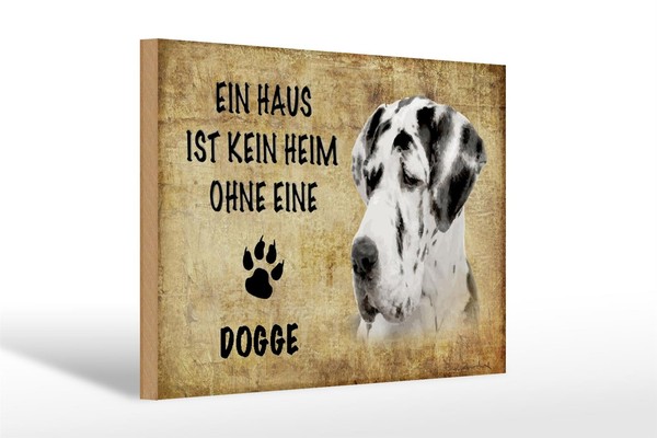 Holzschild Spruch 30X20 Cm Dogge Hund Geschenk Holz Deko Schild Wooden Sign-image