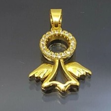 1Ct Round Cut Simulated Diamond Women Angle Wings Pendant 14K Yellow Gold Plated