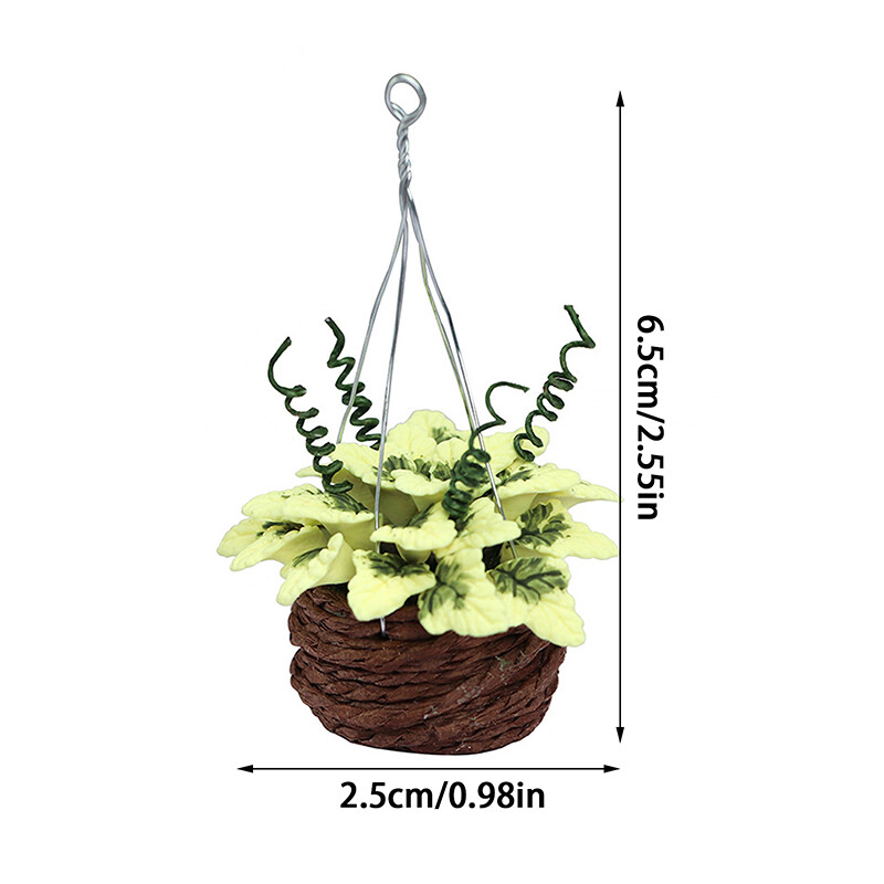 112 Dollhouse Mini Flower Hanging Basket Model Mini Potted Plant