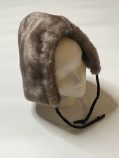 Vtg Genuine Fur Trapper Hat Brown Winter Aviator Russian Style Ear Flap Cap