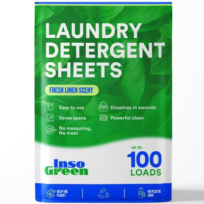 #ad Eco Washer Sheets Detergent 100 Loads Zero Plastic 100 Count Pack of 1 $11.90