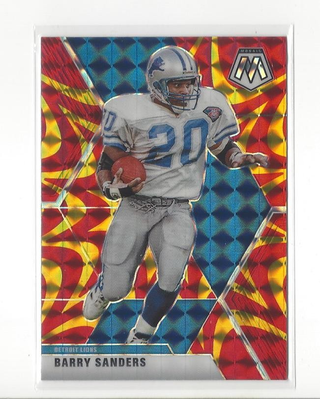 2020 Panini Mosaic Mosaic Reactive Gold Prizm #76 Barry Sanders Lions
