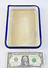 Vintage Enamelware White w/ Blue Trim Tray Medical Photo Developing Film 8 x 6