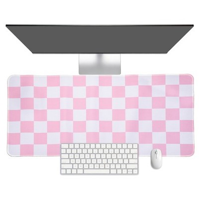 Antirutsch Mauspad Kariert Rosa/Weiß 35,4x15,7 Zoll für Büro