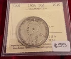 1934 Canada 50 Cent ICCS VG10 'XVS 424'