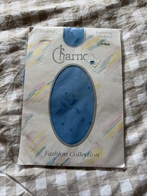 Vintage Charnos Sapphire Lightening Stockings Tights Size Large Neu