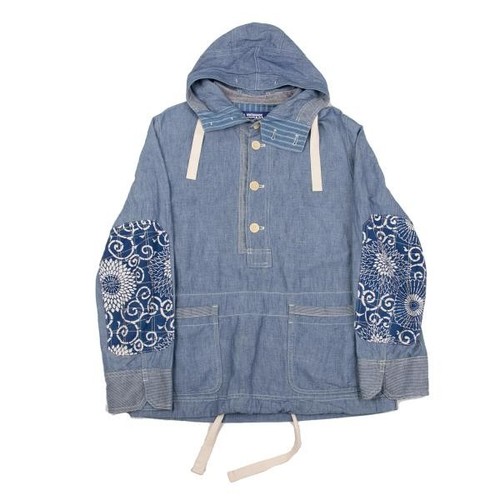 JUNYA WATANABE MAN COMME des GARCONS Japanese Pattern Chambray Hoodie Size S(... - Picture 1 of 12