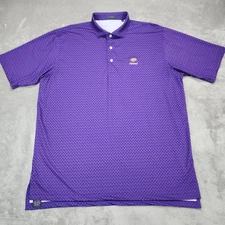 Turtleson Polo Shirt Men XL Purple Micro Print Golf Embroidered Oaktree National