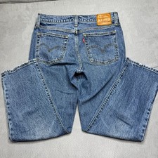 Levi  s Wedgie Straight Jeans Women W27 L26 Blue Denim Raw Hem Distressed EUC