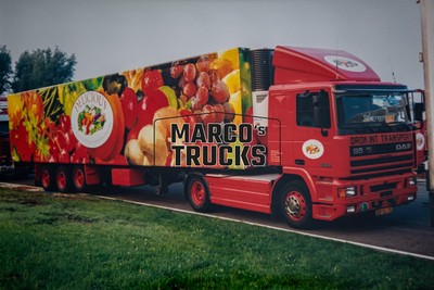 LKW Foto DAF 95 380 Kühlsattelauflieger Niederlande rot DROK INT. TRANSPO #e3lk