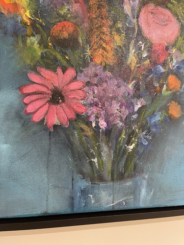 Original Flowers Acrylic Painting 40x50cm in Black Wood Frame Jennifer Day - Picture 16 of 19