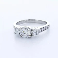 3-Stone Engagement Ring Platinum Trellis 2.01 CT Round Lab-Grown Diamond F VS1