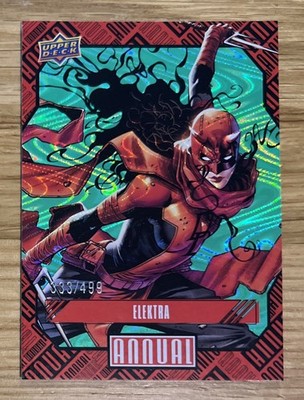 2024 Upper Deck Marvel Annual Green Variant ELEKTRA! /499 - Neuwertige Originalkarte!