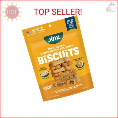 Jinx Oven-Baked Chicken Bone Broth Biscuit Treats, Crunchy, All Natural, Superfo