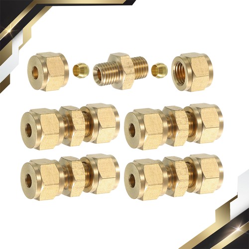 5 Set Brass Compression Tube Fitting 4mm Tube OD Connector NPT Thread Sleeves