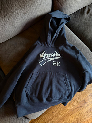 AMIRI Boys Black Pullover Hoodie Logo Pattern w/ Pockets Hooded Size 6Y