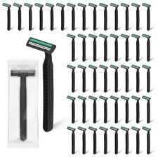 30 Disposable Twin Blade Razors in Bulk,Individually Wrapped,Black