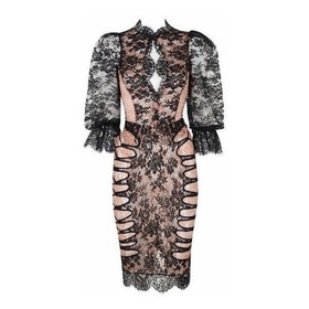 RARE!&pound;1,295 AGENT PROVOCATEUR SOIREE CELESTINE BLACK/PEACH SHIRT UK12/US6-8/IT44